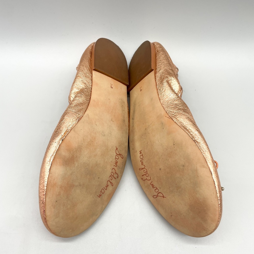Sam Edelman Womens 9M Felicia Ballet Flats Rose Gold Metallic Leather Coquette - Picture 7 of 12